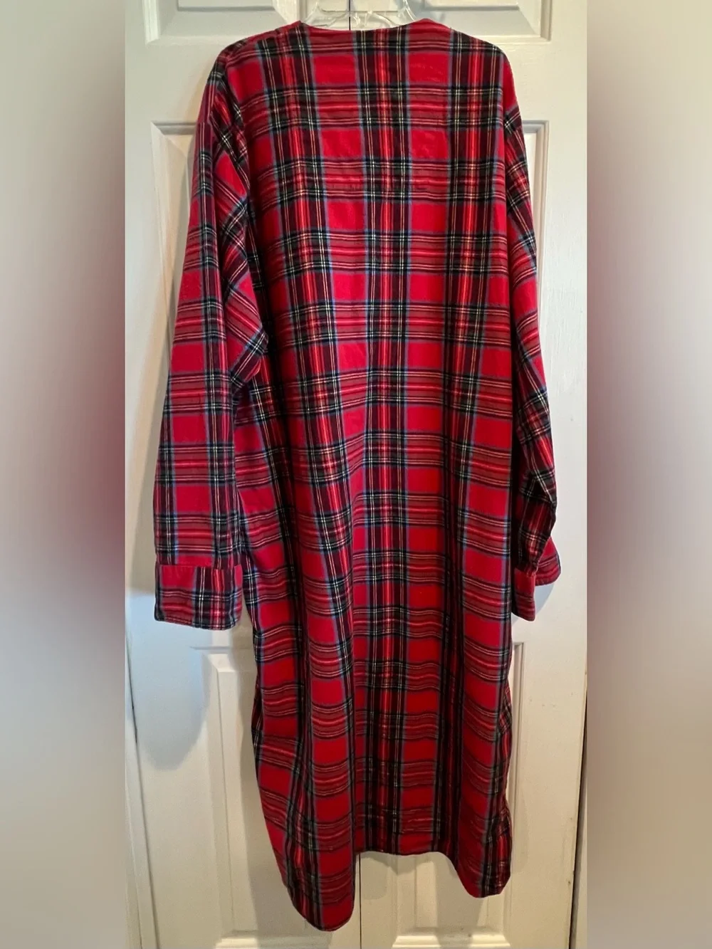 The Vermont Country Store❤️ Red Plaid Flannel Long Nightgown - Picture 7 of 9